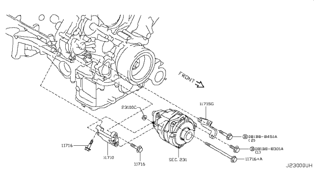 2015 Infiniti Q70 Gas Alternator Fitting Diagram 1