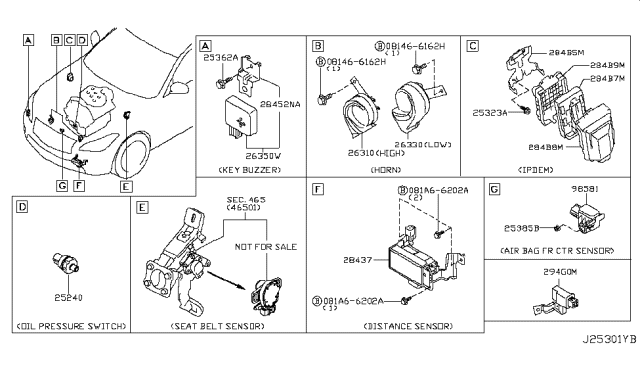 2011 Infiniti M37 Ipdm Engine Room Control Unit Assembly Diagram for 284B7-1MF0A