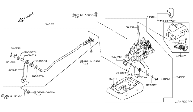 2014 Infiniti Q70 Gas Auto Transmission Control Device Diagram 6