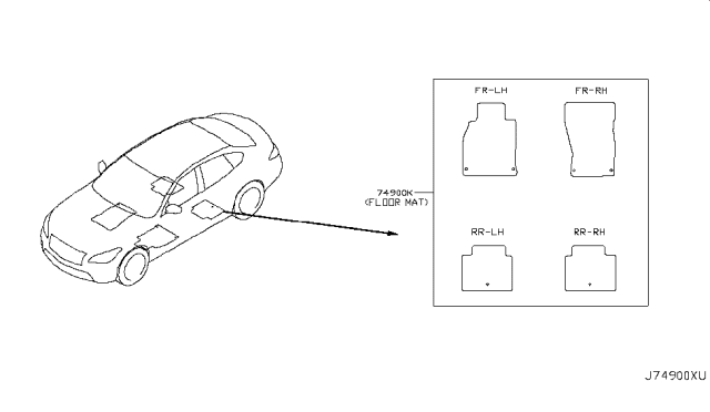 2015 Infiniti Q70L Floor Trimming Diagram 1