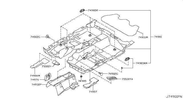 2012 Infiniti M56 Floor Trimming Diagram 2