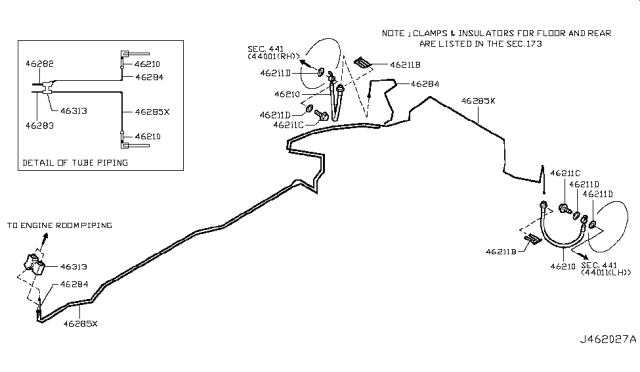 2017 Infiniti Q70 Brake Piping & Control Diagram 7