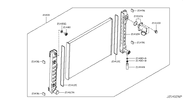 2014 Infiniti Q70 Gas Radiator,Shroud & Inverter Cooling Diagram 4