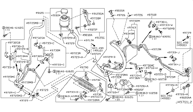 2011 Infiniti M56 Power Steering Piping Diagram 11