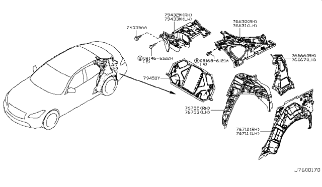 2014 Infiniti Q70 Body Side Panel Diagram 3