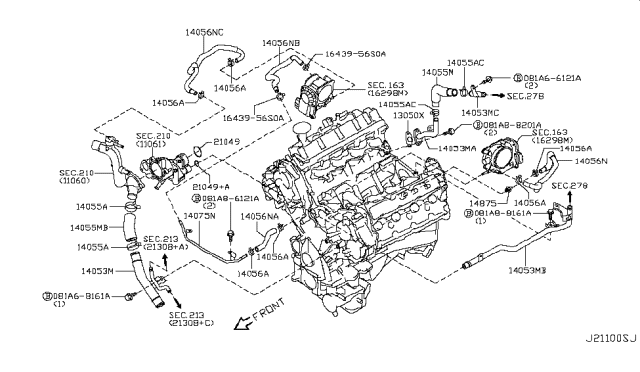 2012 Infiniti M56 Water Hose & Piping Diagram 1