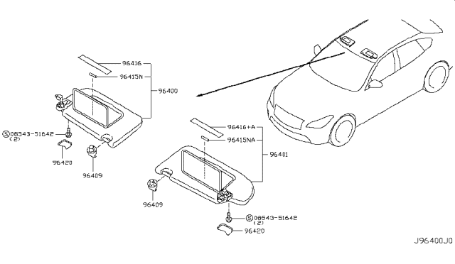 2014 Infiniti Q70 Sunvisor Diagram