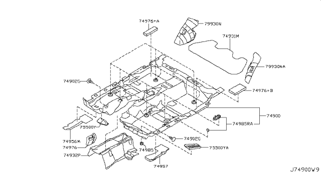 Carpet Assy-Floor Diagram for 74901-1PM1A
