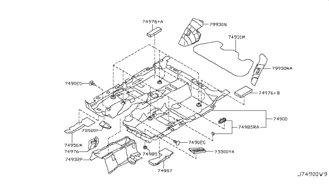 2015 Infiniti Q70L Floor Trimming Diagram 2