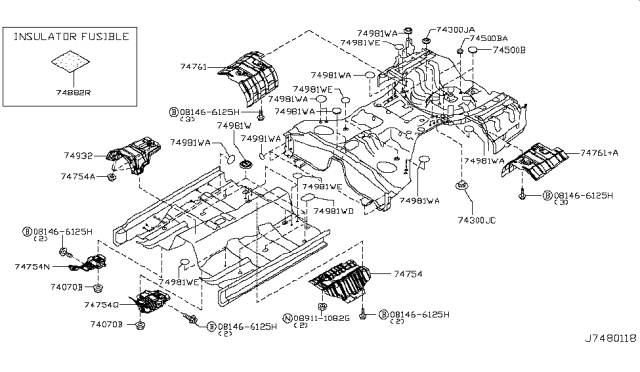 2017 Infiniti Q70 Floor Fitting Diagram 2