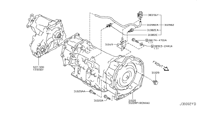 2015 Infiniti Q70 Auto Transmission,Transaxle & Fitting Diagram 3