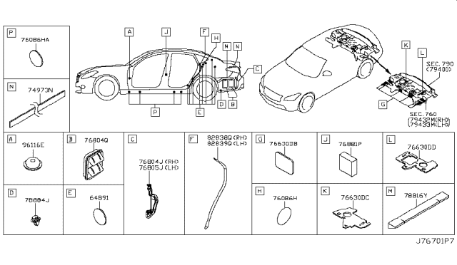 2018 Infiniti Q70L Body Side Fitting Diagram 3