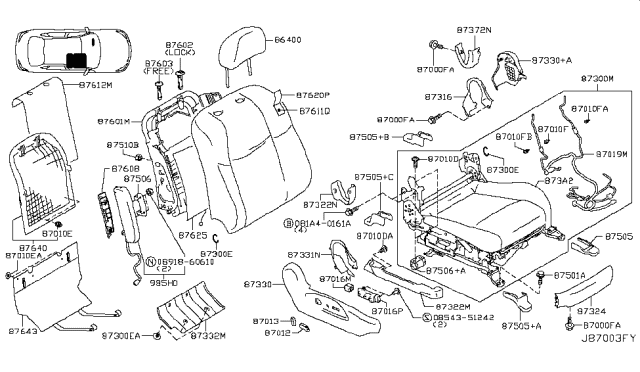 2016 Infiniti Q70L Front Seat Diagram 3