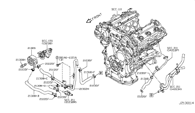 2017 Infiniti Q70L Oil Cooler Diagram 4