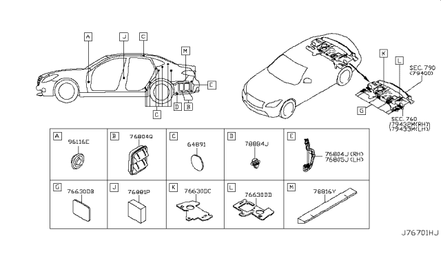 2015 Infiniti Q70L Body Side Fitting Diagram 5