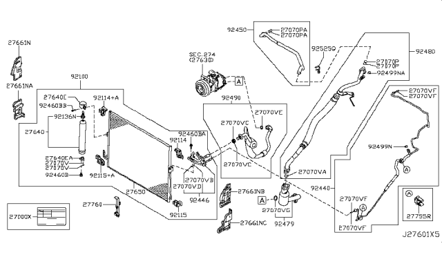 2015 Infiniti Q70L Condenser,Liquid Tank & Piping Diagram 2