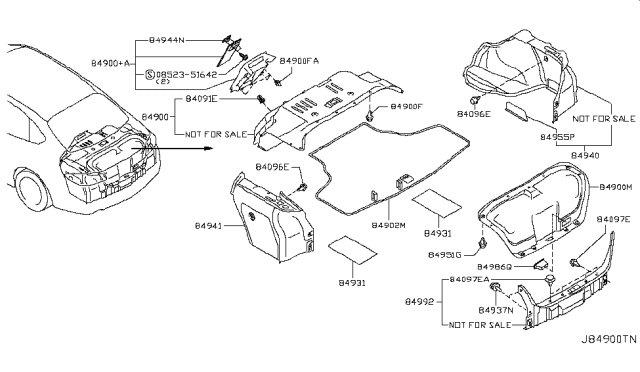 2016 Infiniti Q70L Trunk & Luggage Room Trimming Diagram