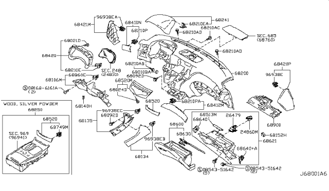 2019 Infiniti Q70L Instrument Panel,Pad & Cluster Lid Diagram 2