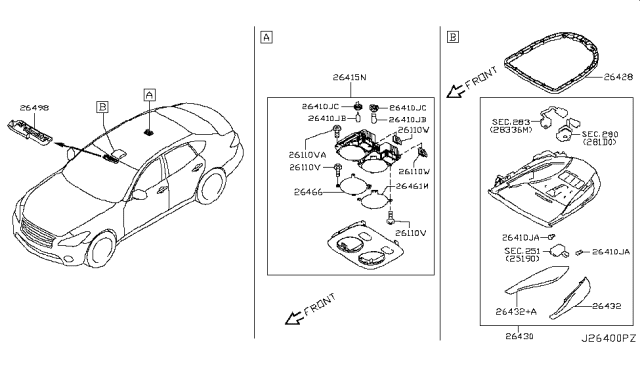 2018 Infiniti Q70 Lamp Assembly-Map Diagram for 26430-1PP0A