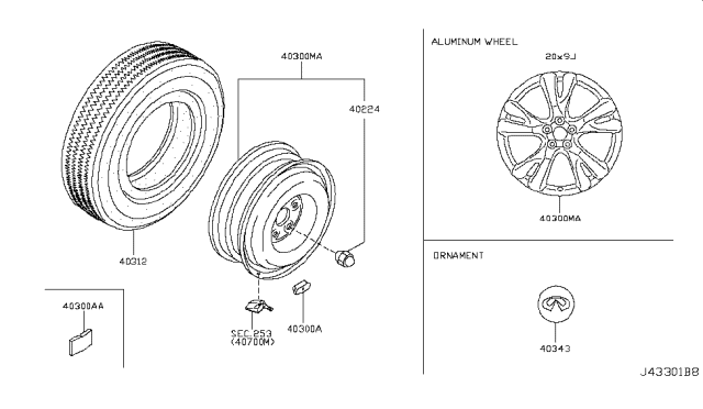 2017 Infiniti Q70 Road Wheel & Tire Diagram 3