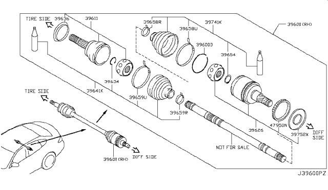 2019 Infiniti Q70 Rear Drive Shaft Diagram 4