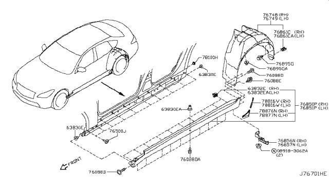 2018 Infiniti Q70L Body Side Fitting Diagram 1