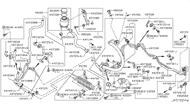 2019 Infiniti Q70L Power Steering Piping Diagram 4