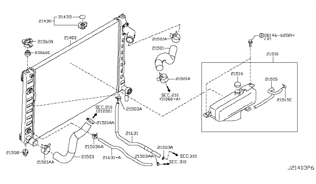 2015 Infiniti Q70L Radiator,Shroud & Inverter Cooling Diagram 1