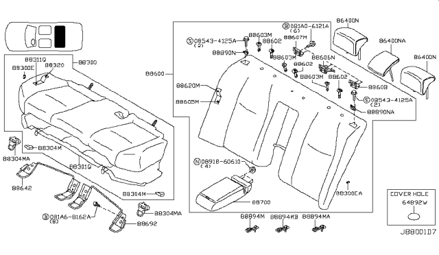 2019 Infiniti Q70L Rear Seat Diagram 3