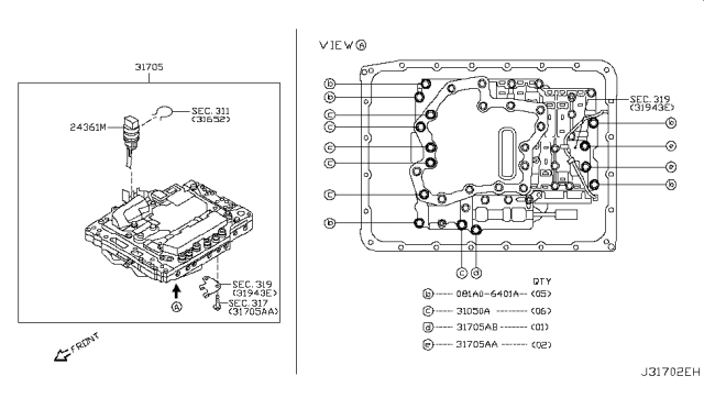 2017 Infiniti Q70L Control Valve (ATM) Diagram 2