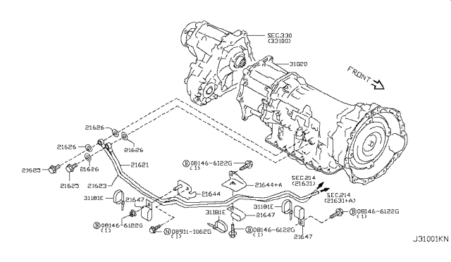 2011 Infiniti M37 Auto Transmission,Transaxle & Fitting Diagram 16