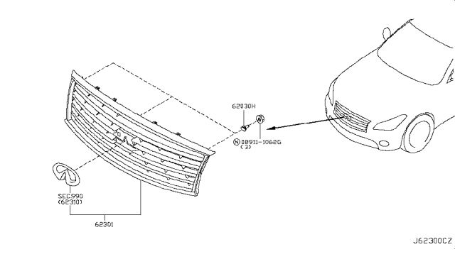 2015 Infiniti Q70L Front Grille Diagram 1
