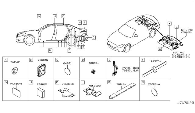 2019 Infiniti Q70 Body Side Fitting Diagram 4