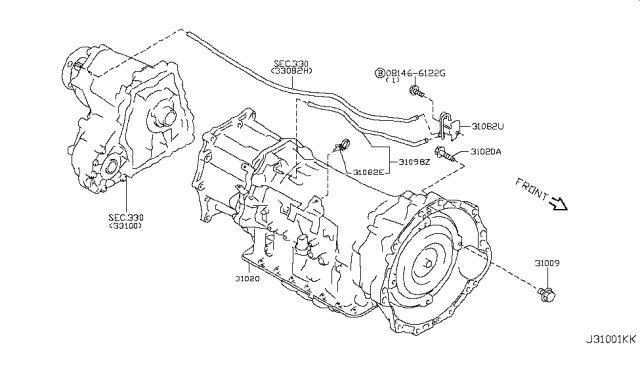 2011 Infiniti M56 Auto Transmission,Transaxle & Fitting Diagram 8