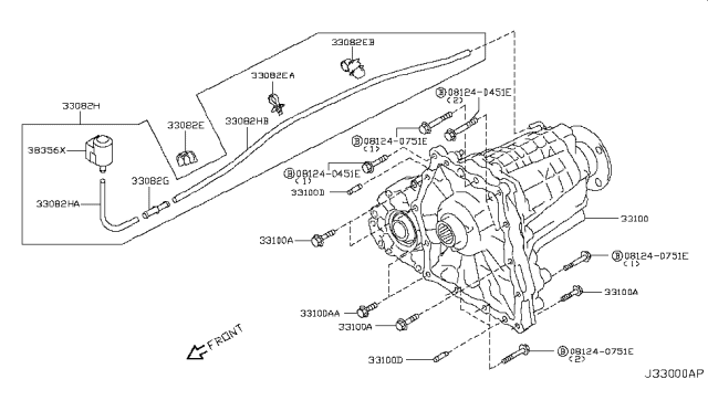 2012 Infiniti M37 Transfer Assembly & Fitting Diagram 2