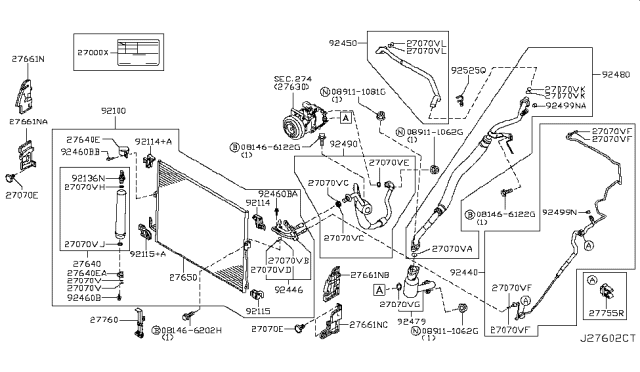 2018 Infiniti Q70 Condenser,Liquid Tank & Piping Diagram 1