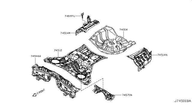 2013 Infiniti M37 Floor - Rear, Rear Diagram for G4514-1MAMA