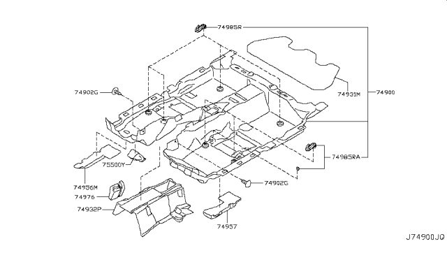 2011 Infiniti M56 Floor Trimming Diagram 1