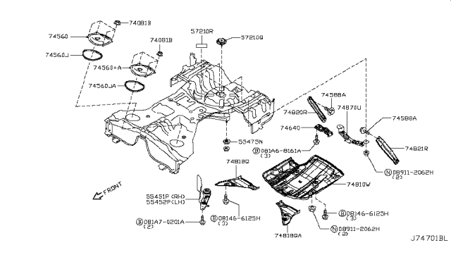 2015 Infiniti Q70 Floor Fitting Diagram 5