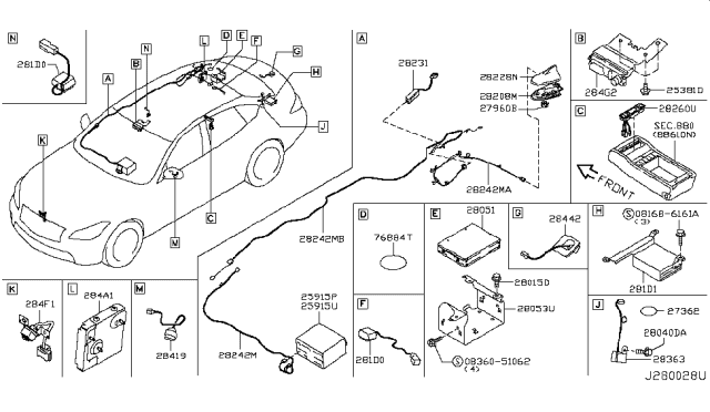 2016 Infiniti Q70L Feeder-Antenna Diagram for 28243-1PM0A