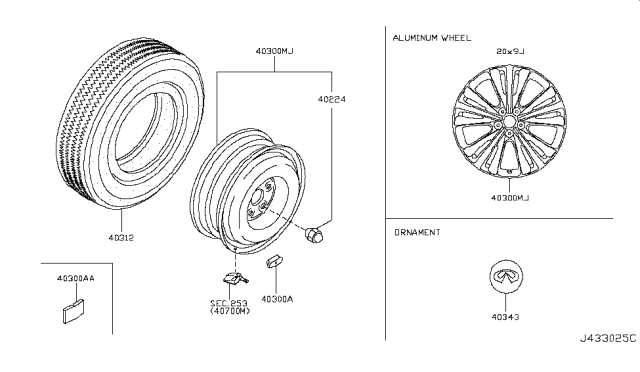 2019 Infiniti Q70L Road Wheel & Tire Diagram 4