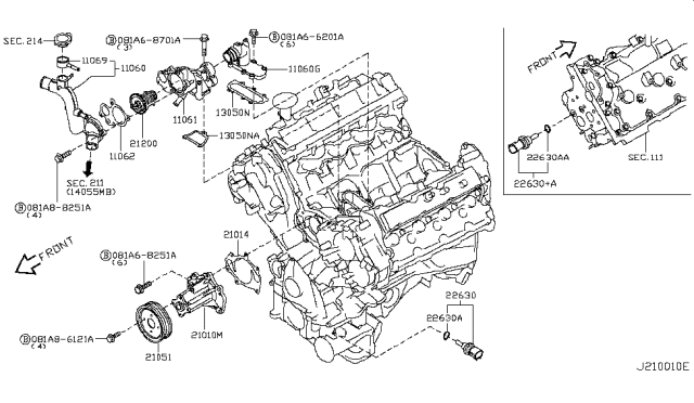 2015 Infiniti Q70L Water Pump, Cooling Fan & Thermostat Diagram 2