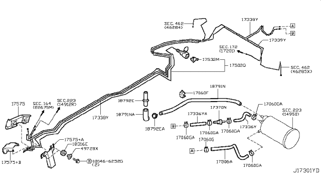 2011 Infiniti M37 Tube Assembly Fuel Feed Diagram for 17502-1MA0A