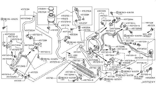 2019 Infiniti Q70L Clamp Diagram for 49736-24G0A