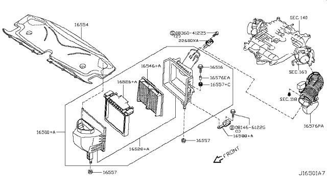 2018 Infiniti Q70 Gas Air Cleaner Diagram 2