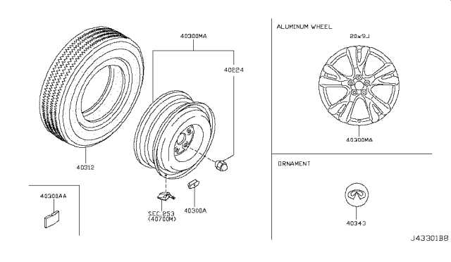 2015 Infiniti Q70 Road Wheel & Tire Diagram 6