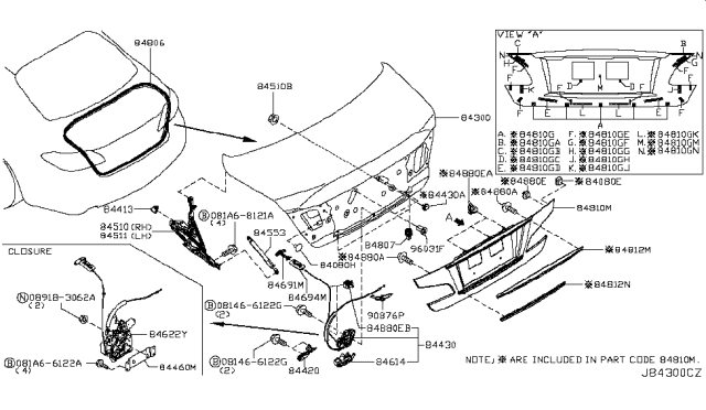 2012 Infiniti M56 Lid Trunk Diagram for H430M-1MAMA