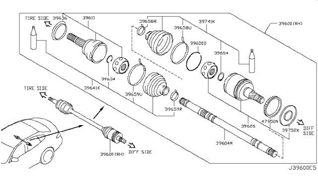 2017 Infiniti Q70 Gas Rear Drive Shaft Diagram 4