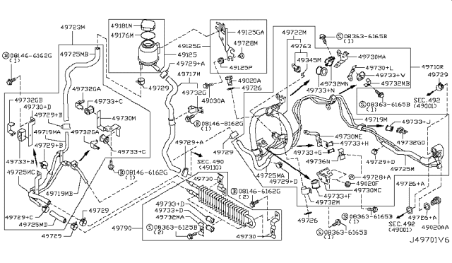 2016 Infiniti Q70L Power Steering Piping Diagram 3