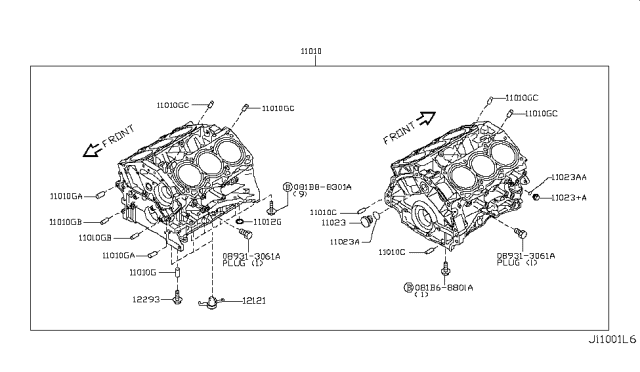 2013 Infiniti M37 Cylinder Block & Oil Pan Diagram 6